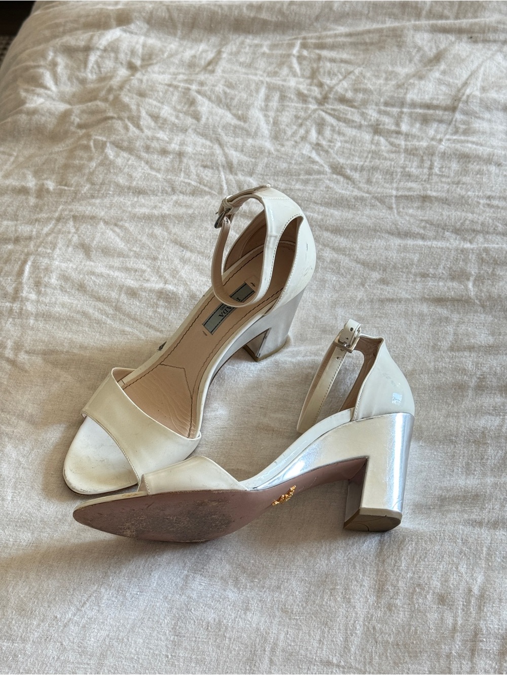 Prada Ankle-Strap Block Heel Sandals (size 38)